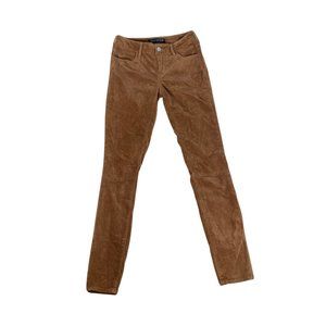 BULLHEAD DENIM CO. dark tan corduroy, mid rise, skinny jeans, 25